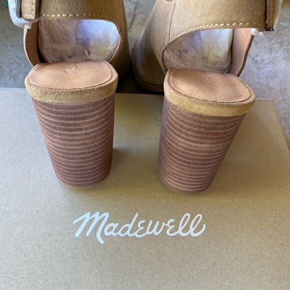 Madewell The Cary Tan Suede Slingback Sandals Block Heel Women's 10  New In Box - Picture 3 of 8